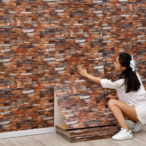3D Brick Design Self-Adhesive Waterproof Foam Sheet
