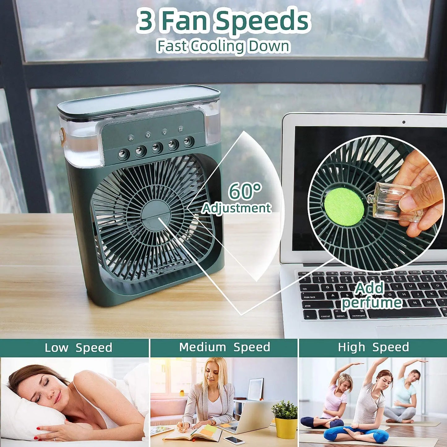 Portable Air Conditioner Fan With 3 Wind Speeds