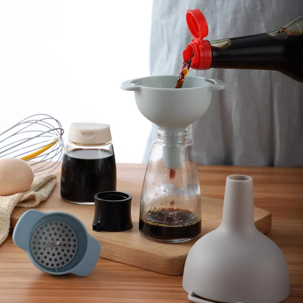 4 IN 1 Multi-function Canning Funnel Set Wide Mouth Plastic Funnel Filter Oil