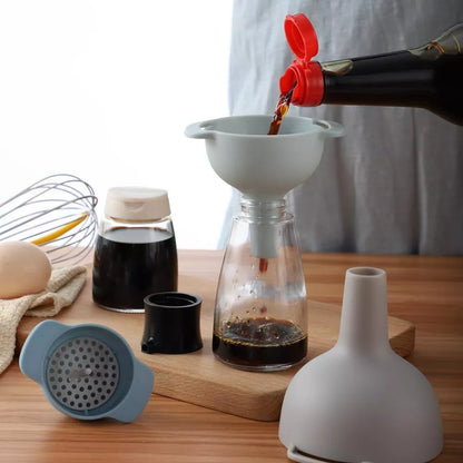 4 IN 1 Multi-function Canning Funnel Set Wide Mouth Plastic Funnel Filter Oil